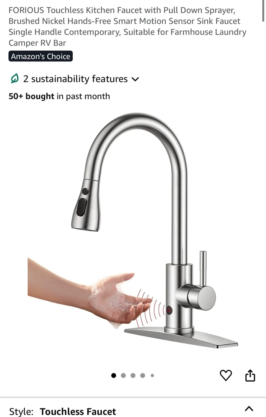 FORIOUS Touchless Kitchen Faucet thumbnail