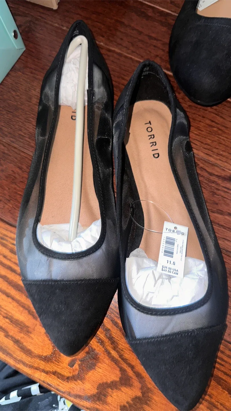 Torrid Black Mesh Pointed Toe Flats - Size 11.5 thumbnail