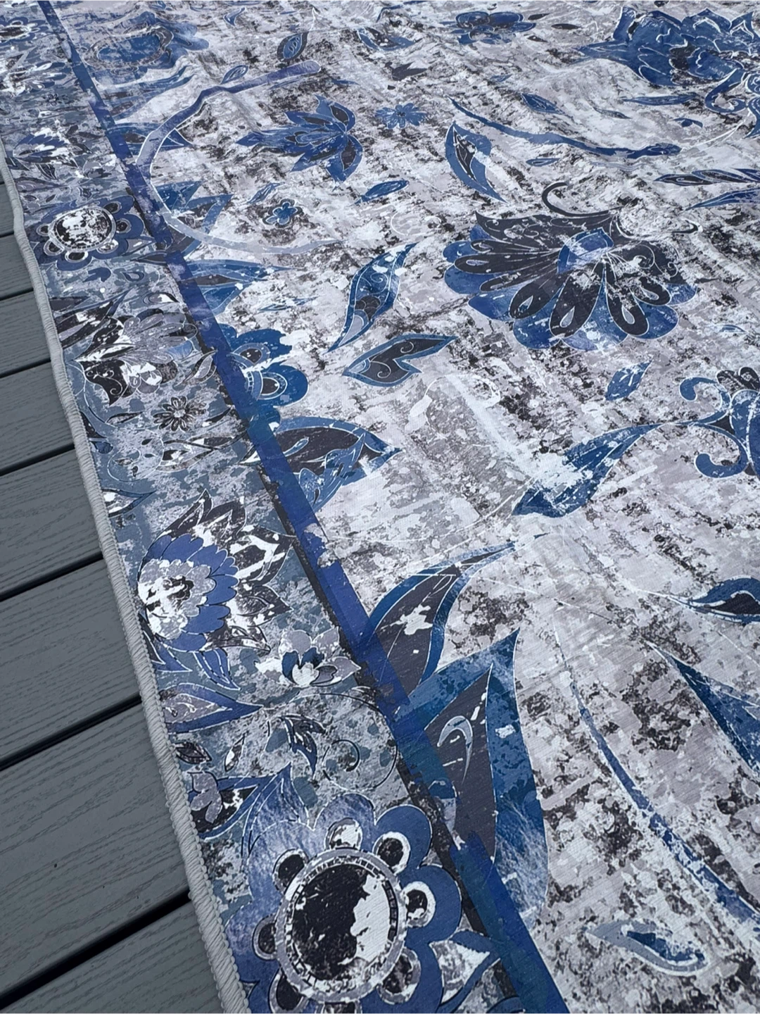 Floral Area Rug, 8x10, Blue/Gray - photo 2