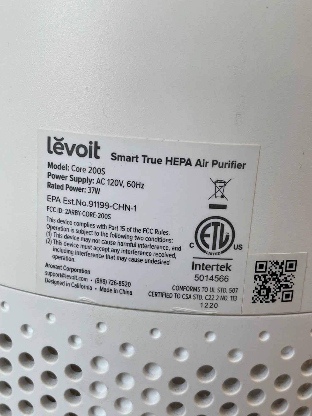 Levoit Core 200S Smart True HEPA Air Purifier 🥕🥕🥕 - photo 3