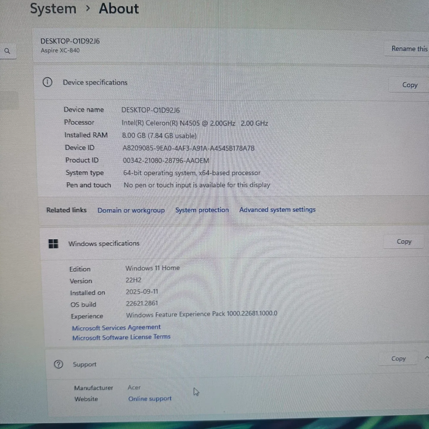 Acer Aspire XC-840 Desktop PC image indicator(5)