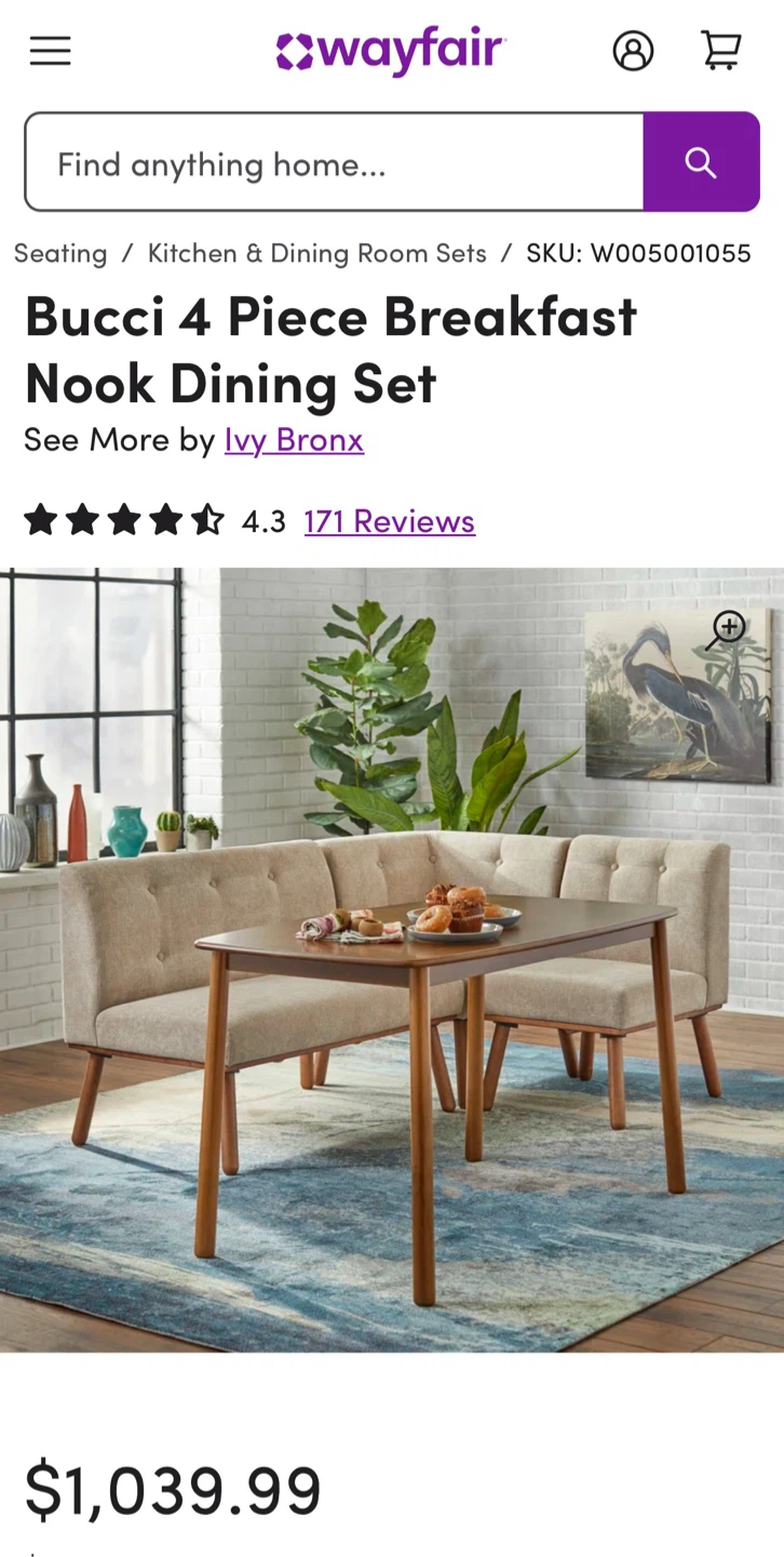 New Mid-Century Modern Breakfast Nook Dining Set  * T - photo 3