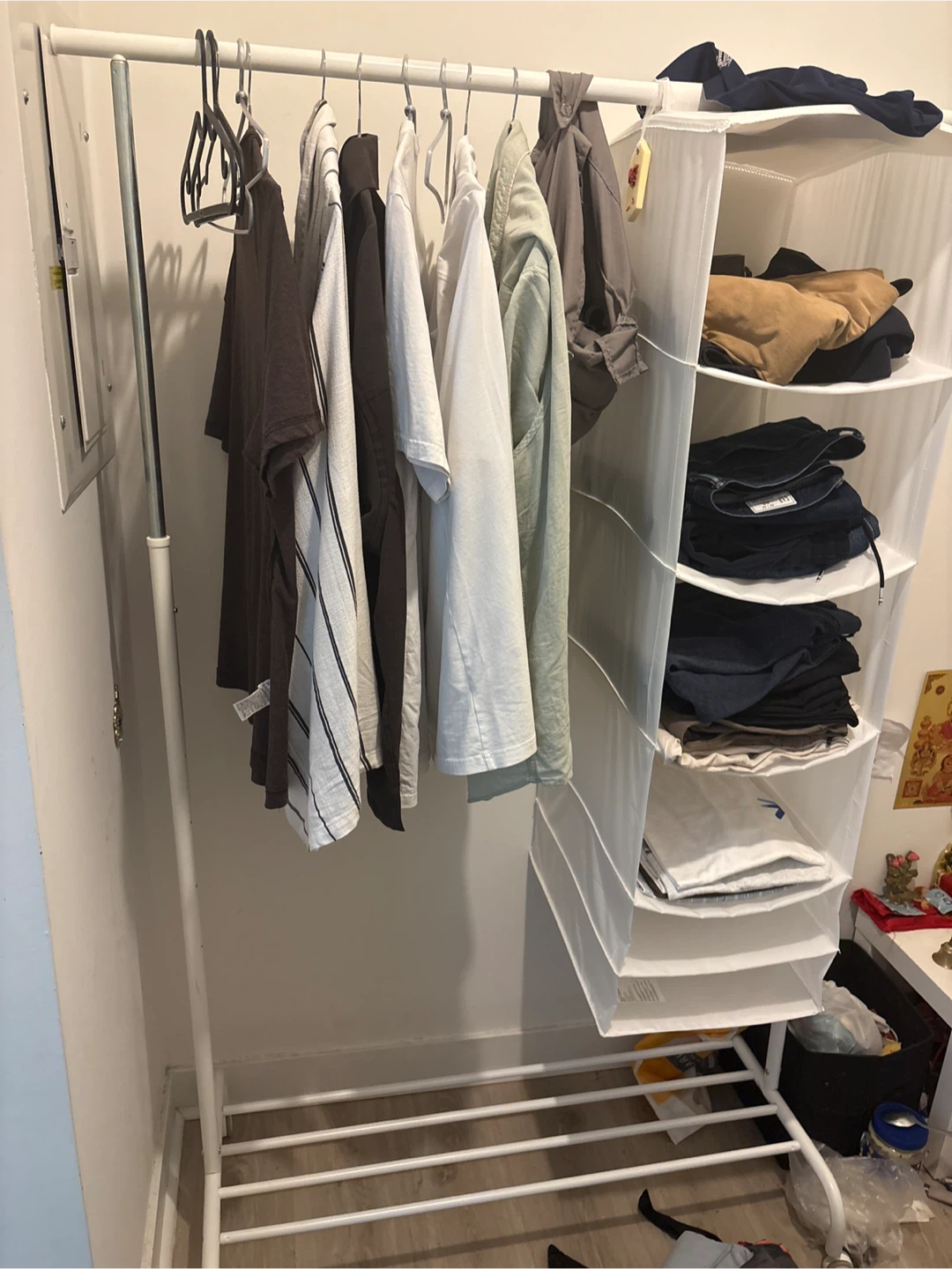 White Clothes Rack with Hanging Storage