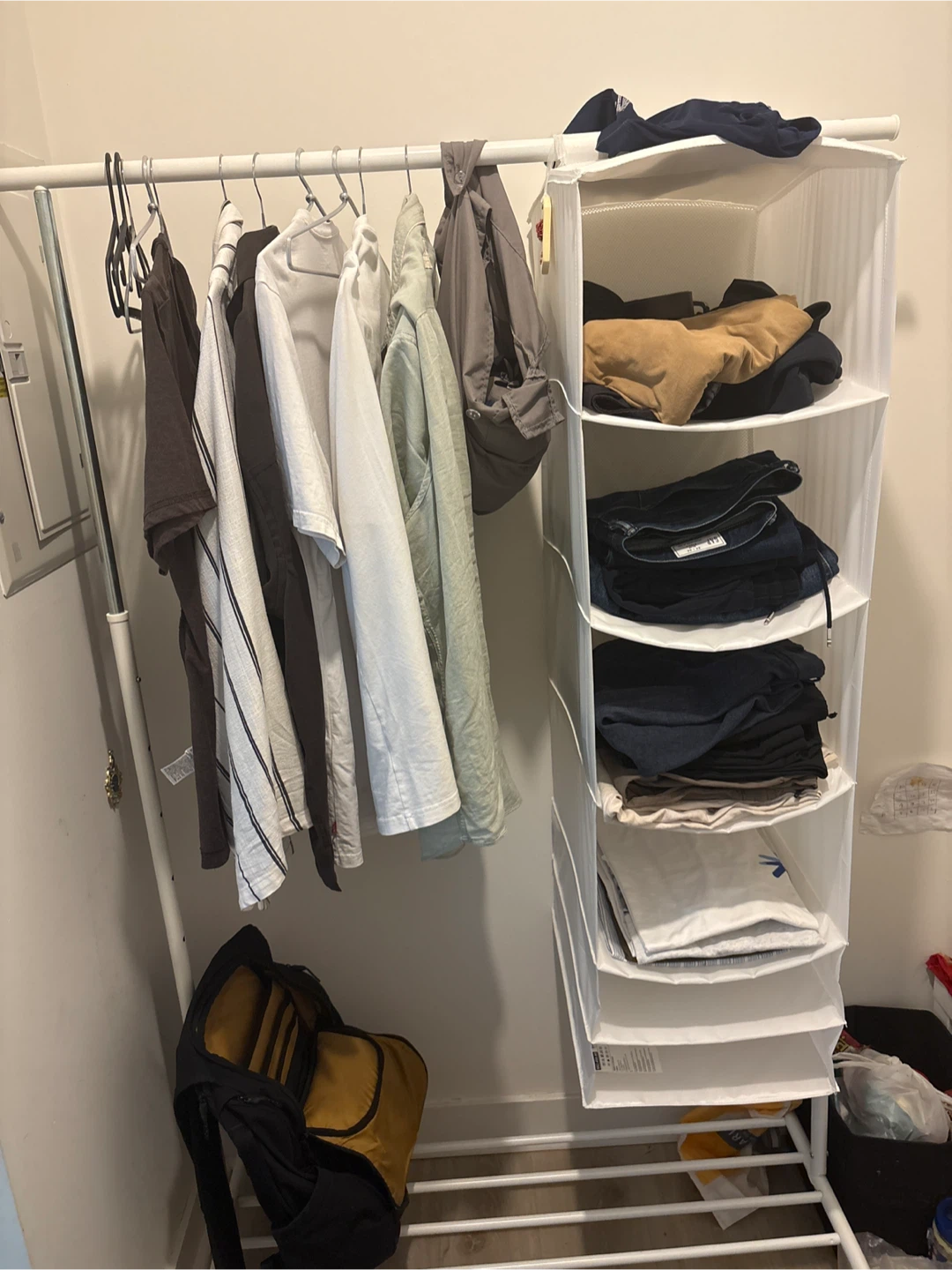 White Clothes Rack with Hanging Storage - photo 3
