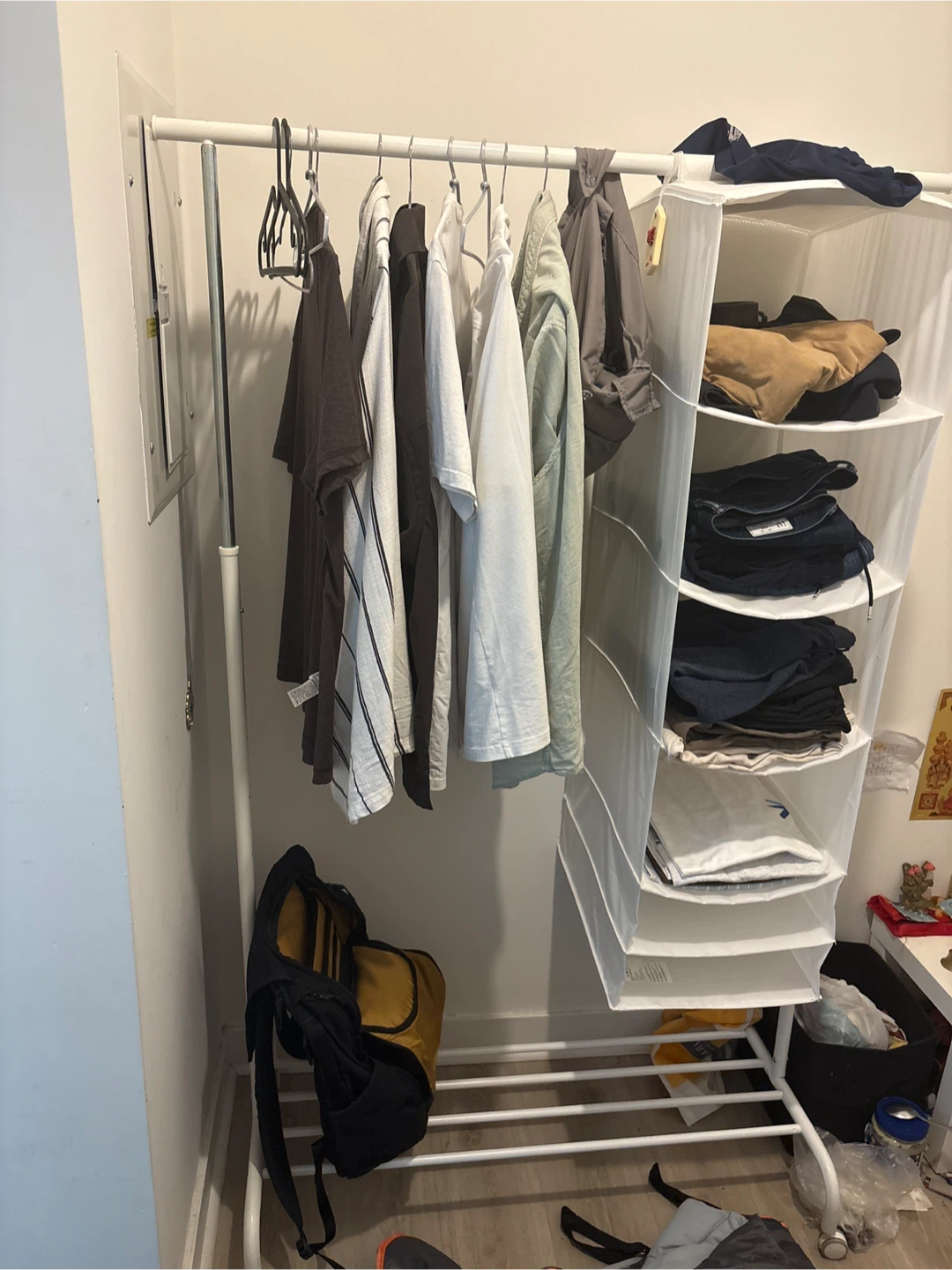 White Clothes Rack with Hanging Storage - photo 2