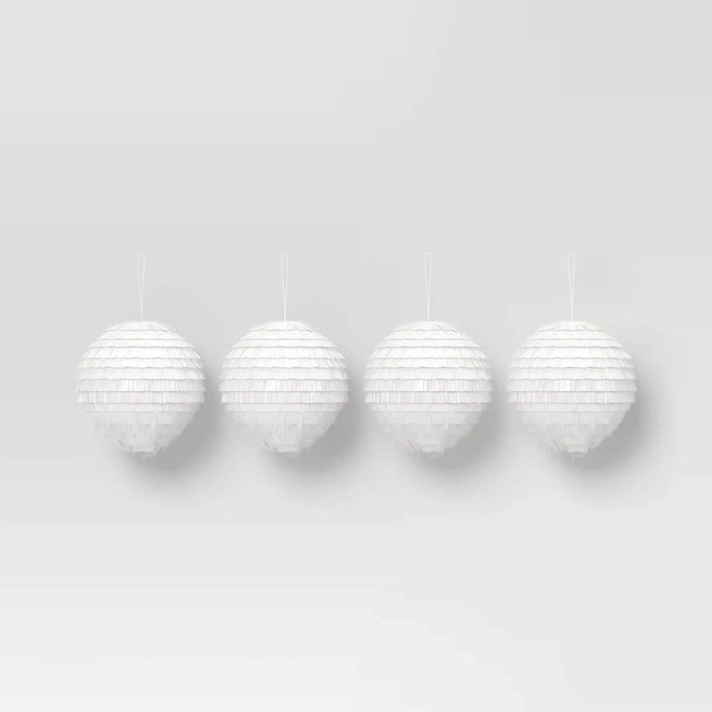 Wondershop White Fringe Ball Christmas Ornaments (4) 🥕 image indicator(4)