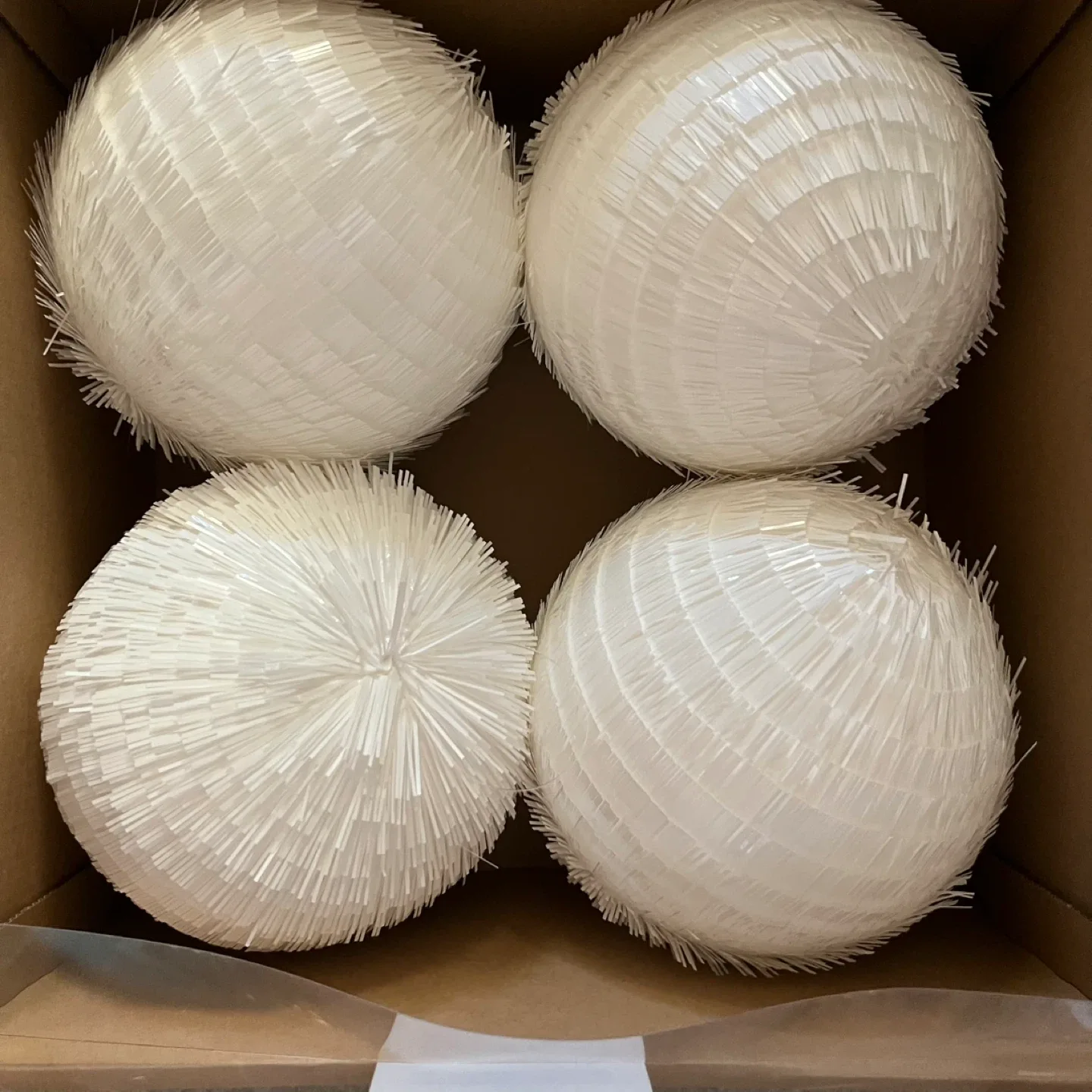 Wondershop White Fringe Ball Christmas Ornaments (4) 🥕 image indicator(6)