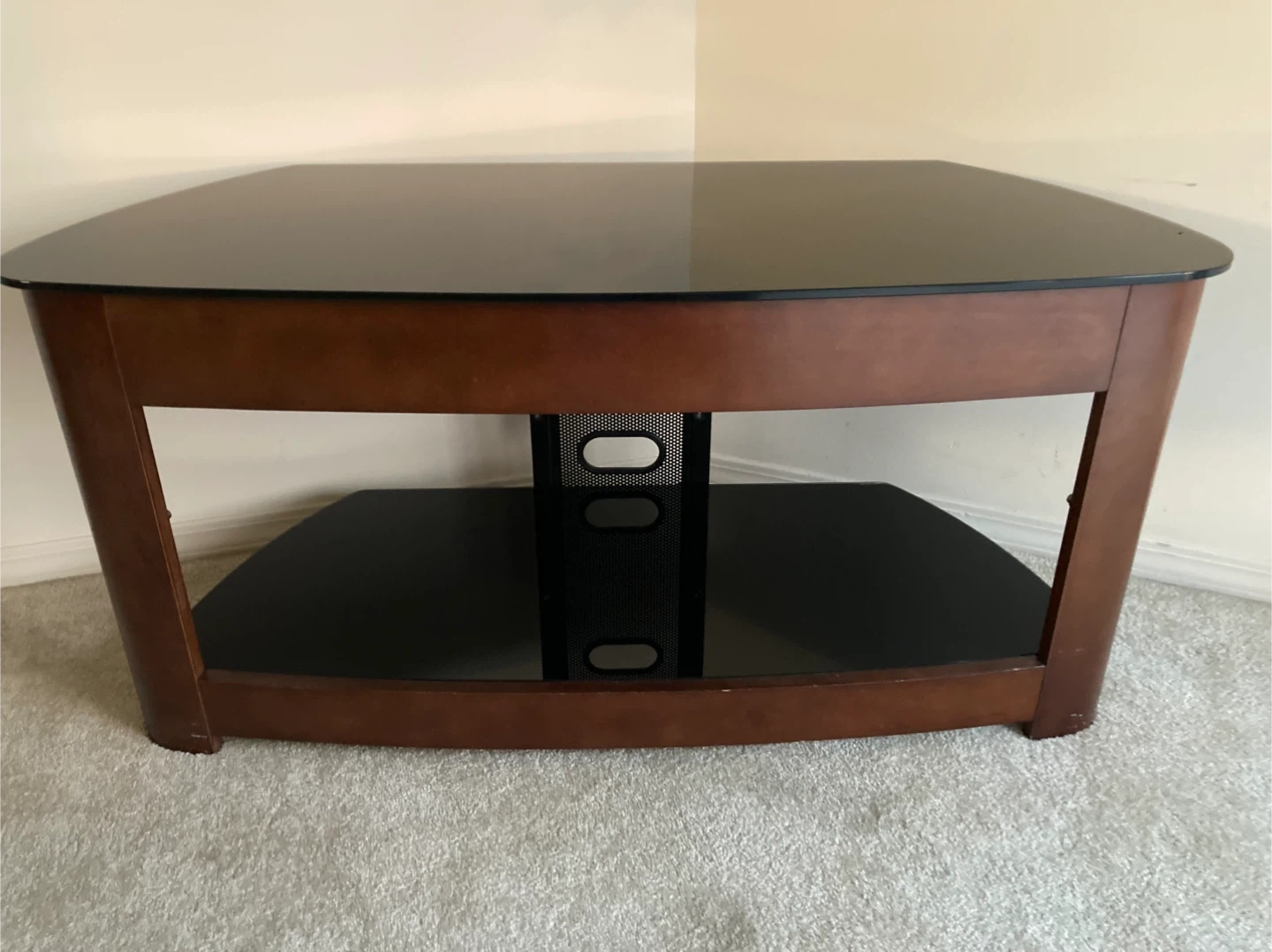 Glass shelf TV stand