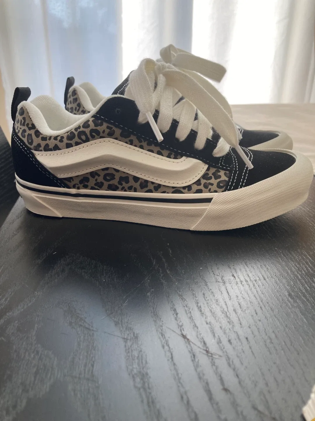 Vans, black/white/leopard print, size 5 thumbnail