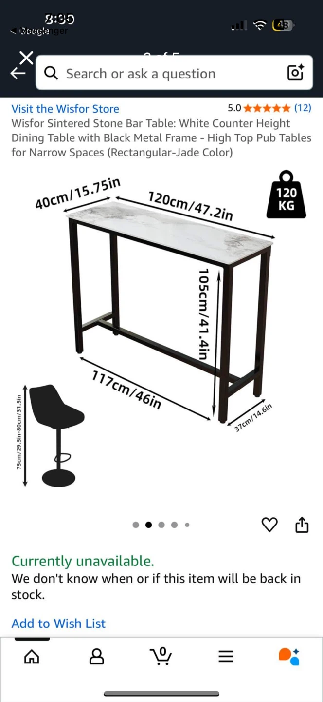 Wisfor Sintered Stone Bar Table - photo 3