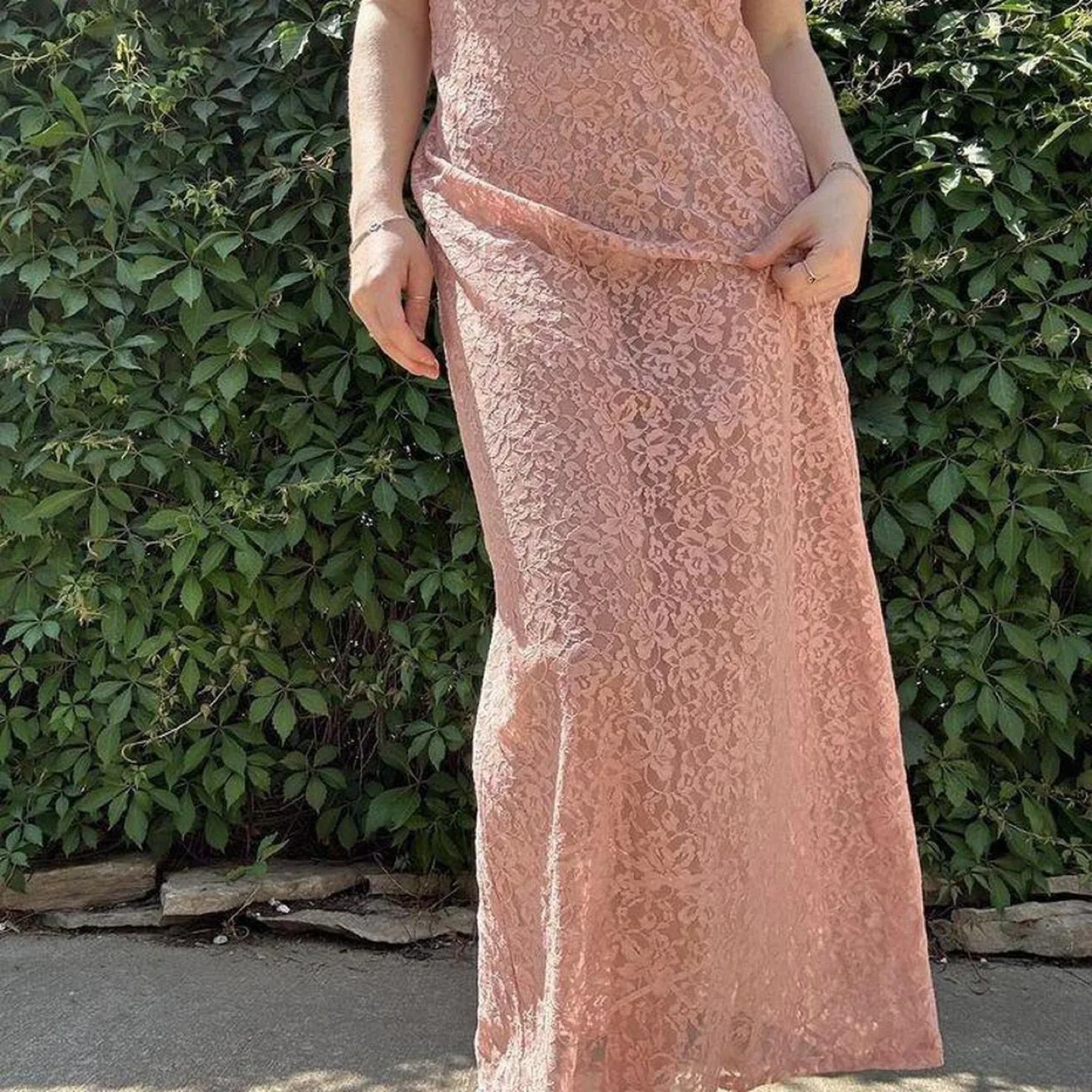 Y2k pink lace maxi dress image indicator(3)