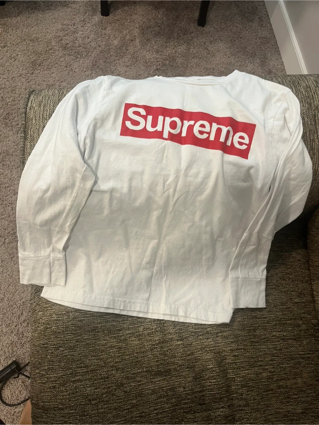Supreme White Long Sleeve Shirt