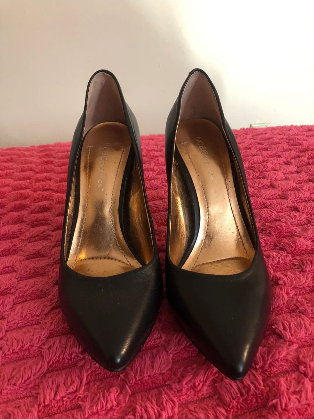 BCBG Black Leather Heels image indicator(3)