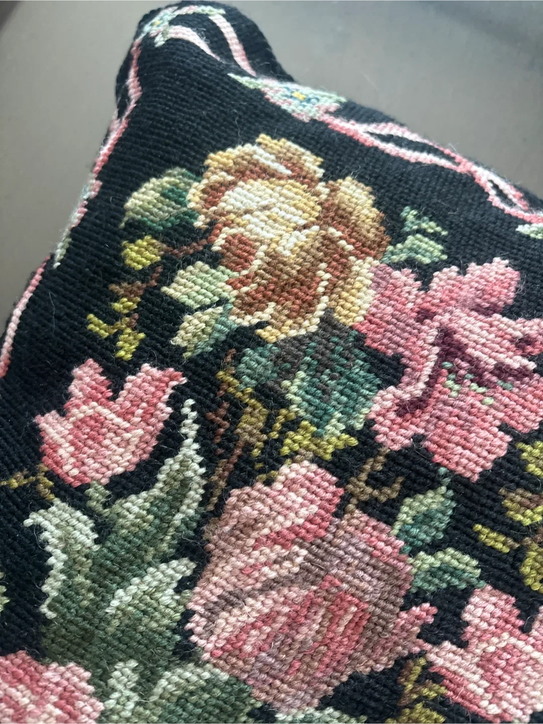 Floral Needlepoint Pillow image indicator(5)