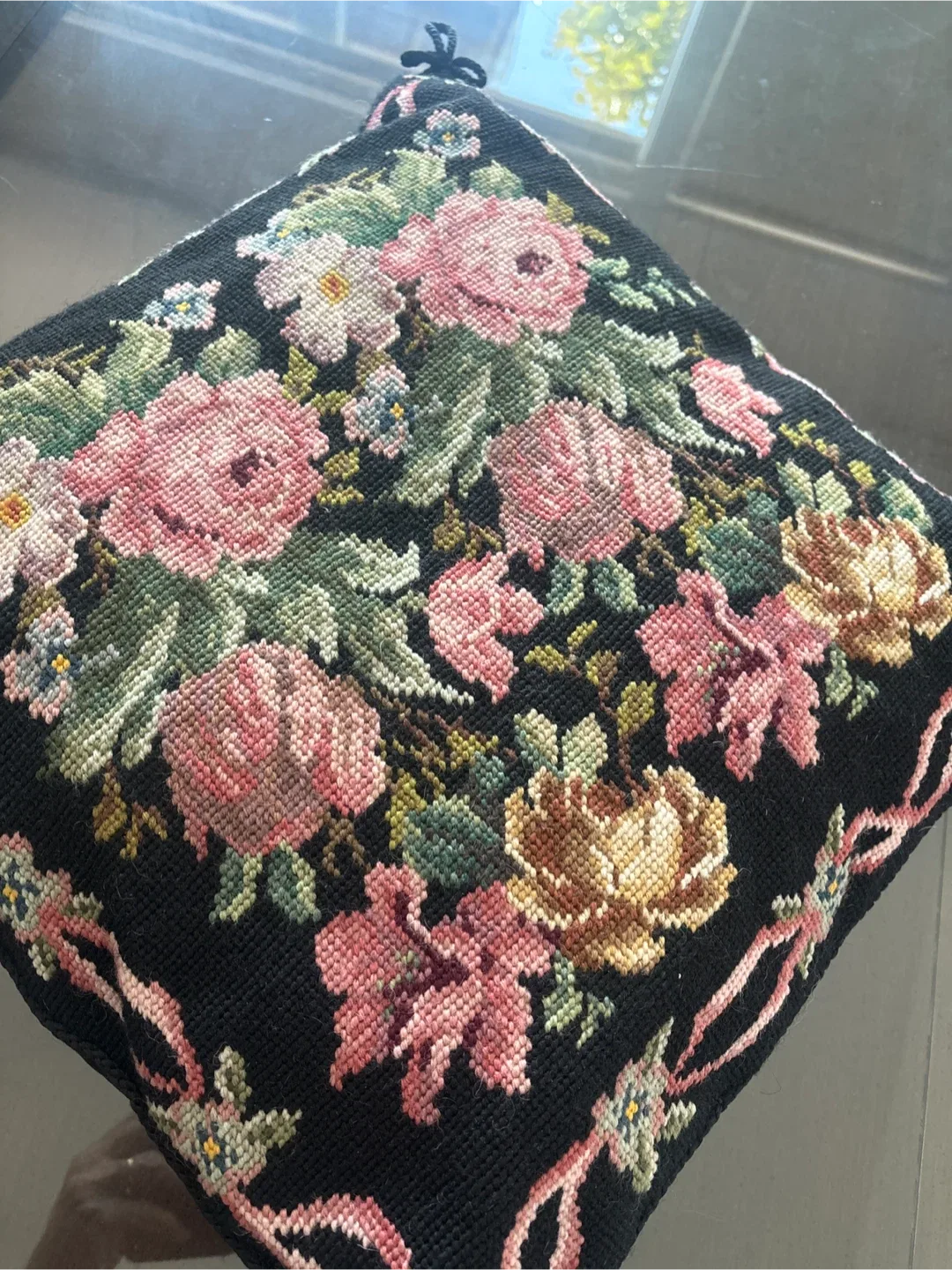 Floral Needlepoint Pillow image indicator(8)