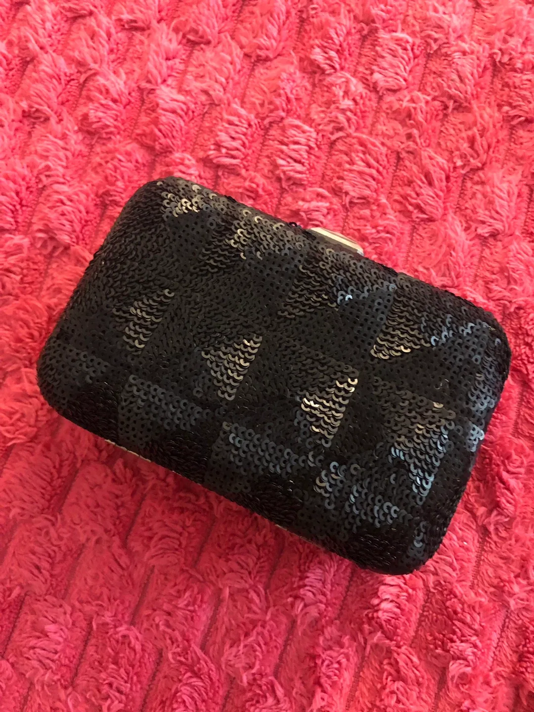 Sequin Black Clutch Purse with Chain thumbnail