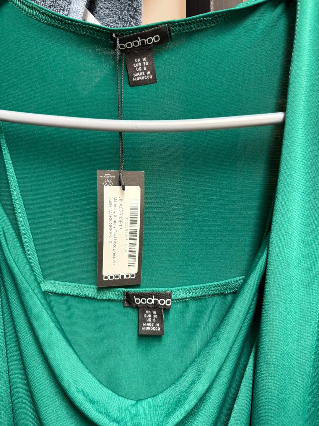 🥕 Boohoo Dark Green Dress & Cardigan Set - Size 10 - photo 5