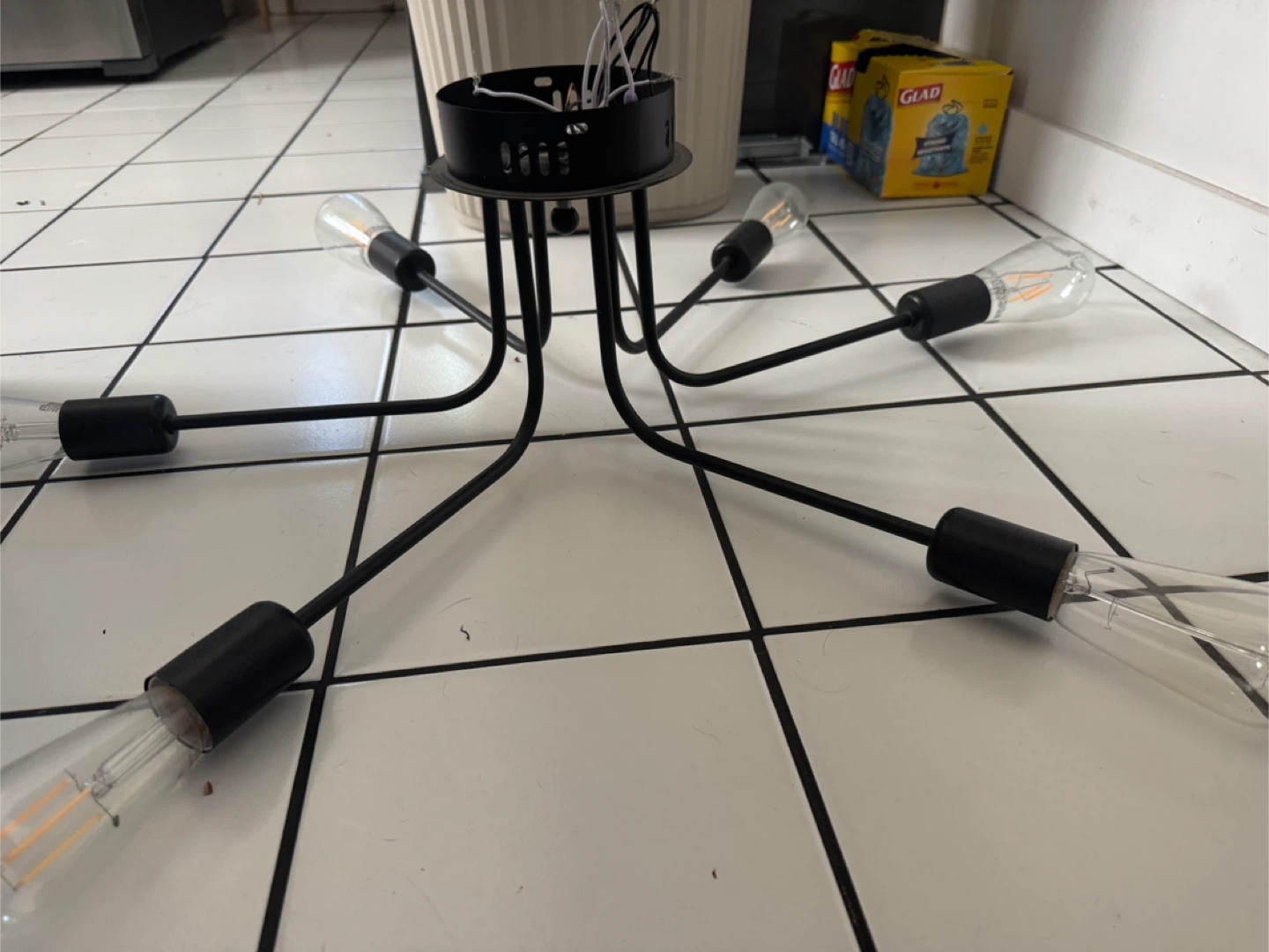 Black Sputnik Style Ceiling Light Fixture