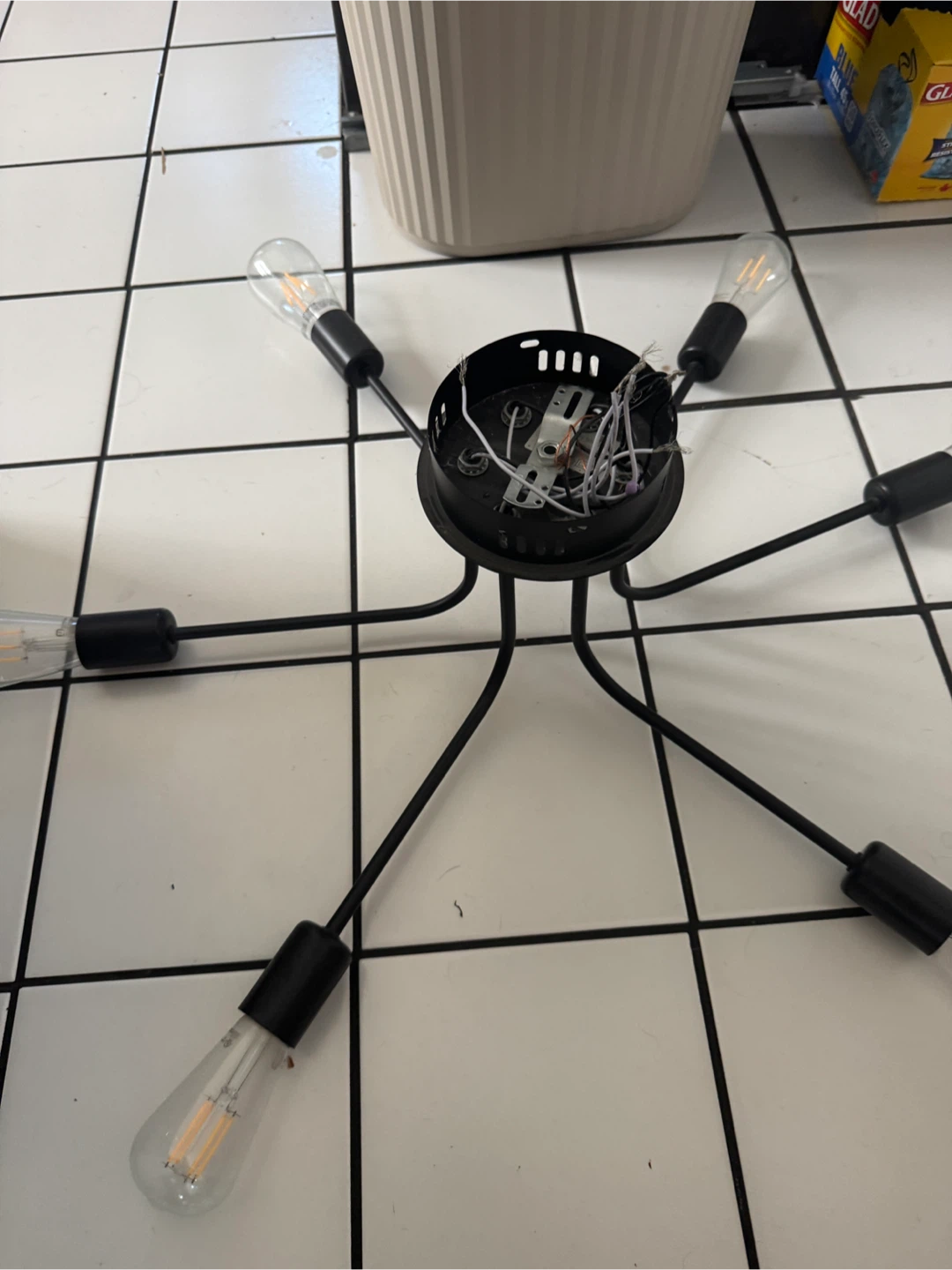 Black Sputnik Style Ceiling Light Fixture - photo 2