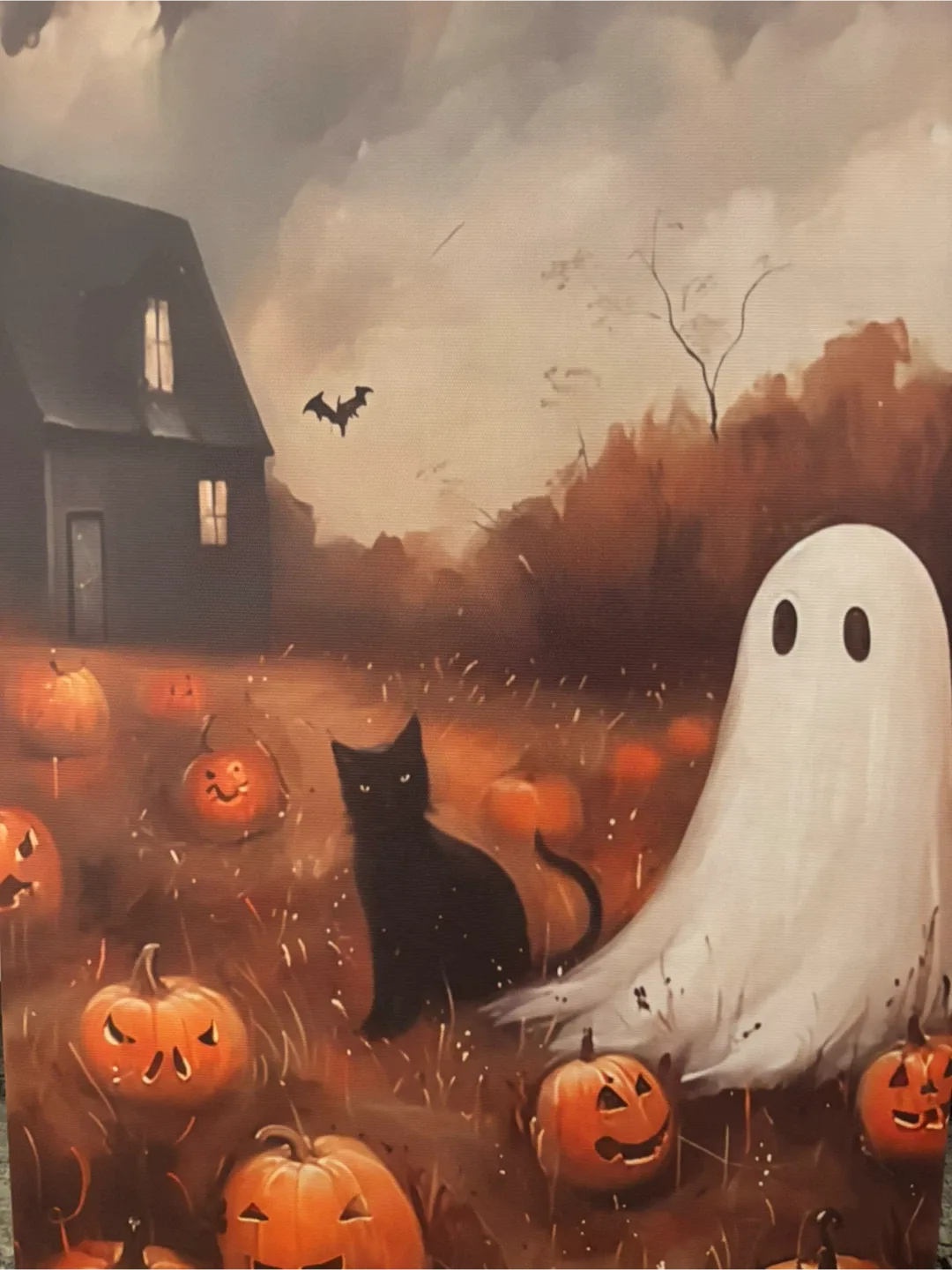 Halloween Ghost & Cat Pumpkin Patch Canvas Print image indicator(2)