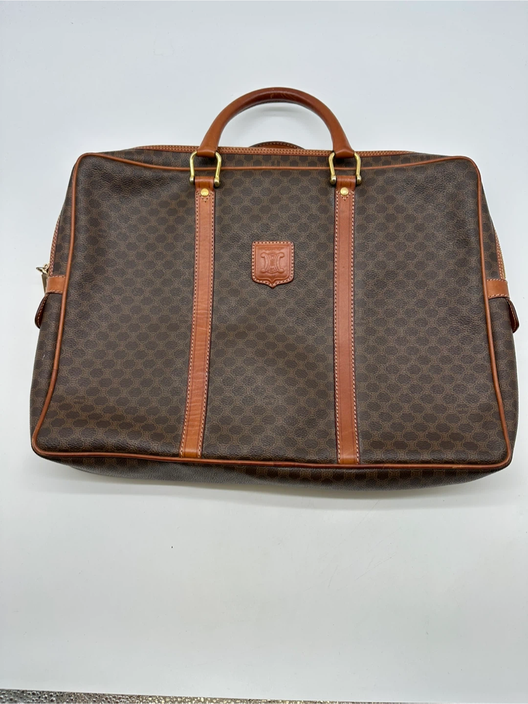 Celine Macadam Brown Leather Travel Bag