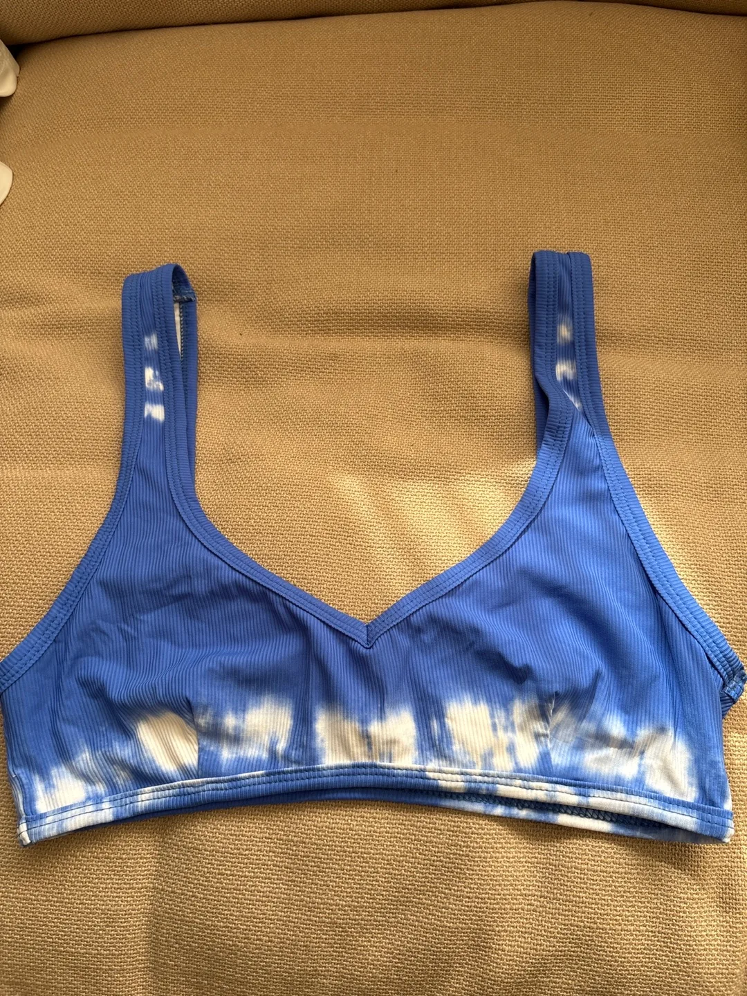 Aerie Blue Tie-Dye Ribbed Bikini Top thumbnail