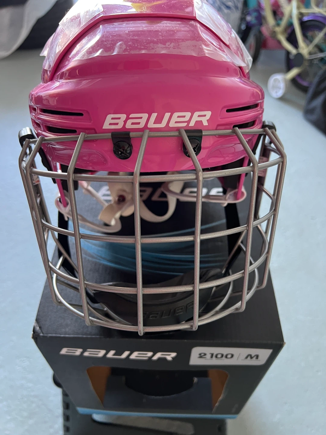 Bauer Pink Hockey Helmet - size M