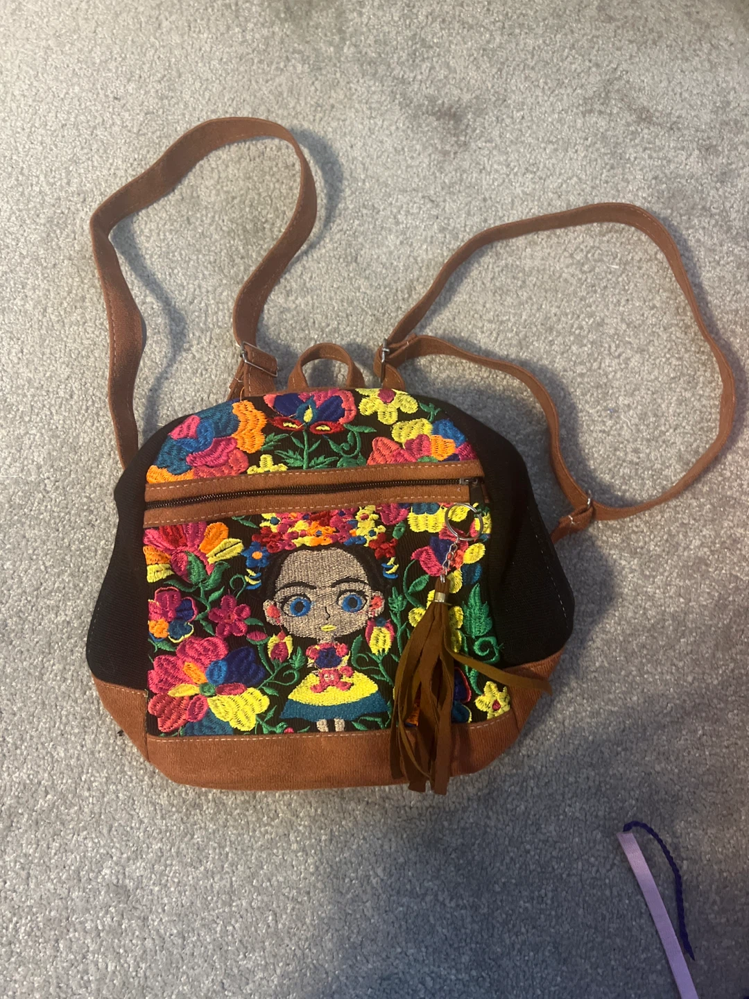 Embroidered Frida Kahlo Mini Backpack