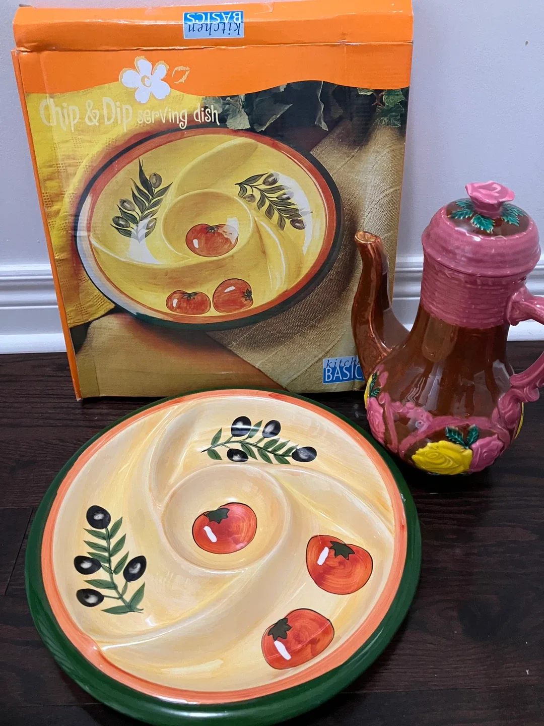 Chip & Dip Serving Dish and Teapot(with art unique design) image indicator(3)