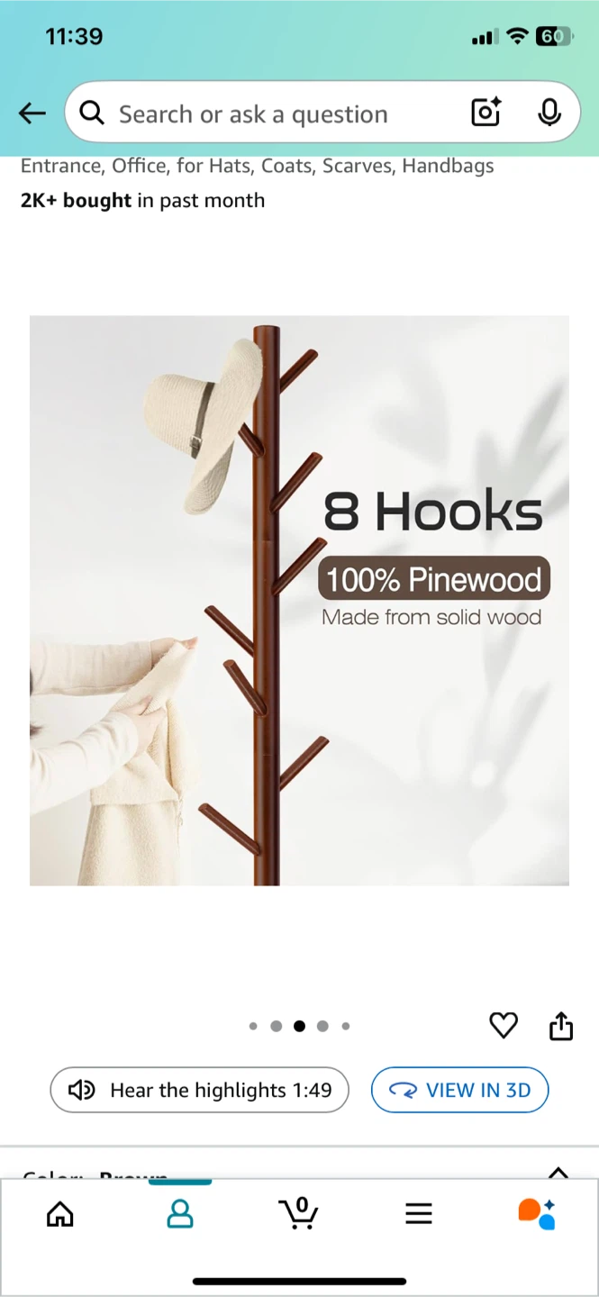 8-Hook Pinewood Coat Rack - photo 2
