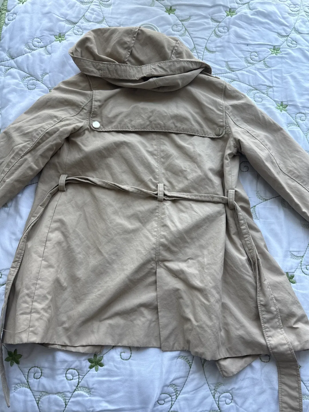 Zara Girls Beige Hooded Trench Coat - Size 11-12 image indicator(2)