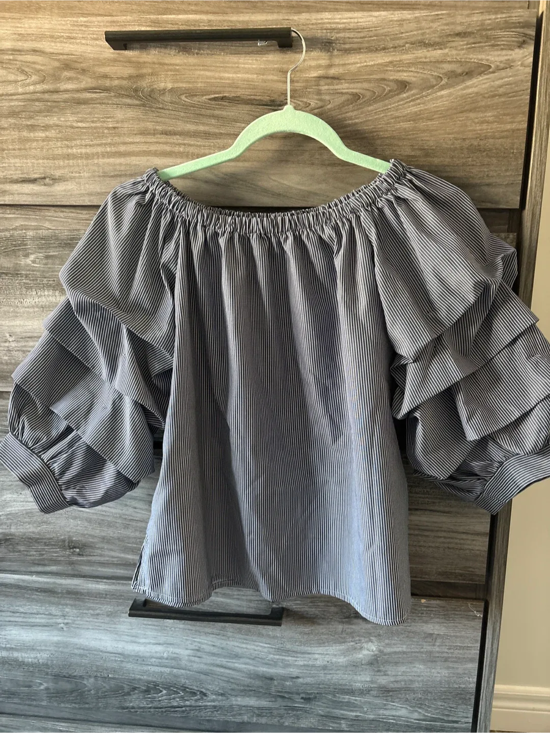 Striped Ruffle Sleeve Blouse thumbnail