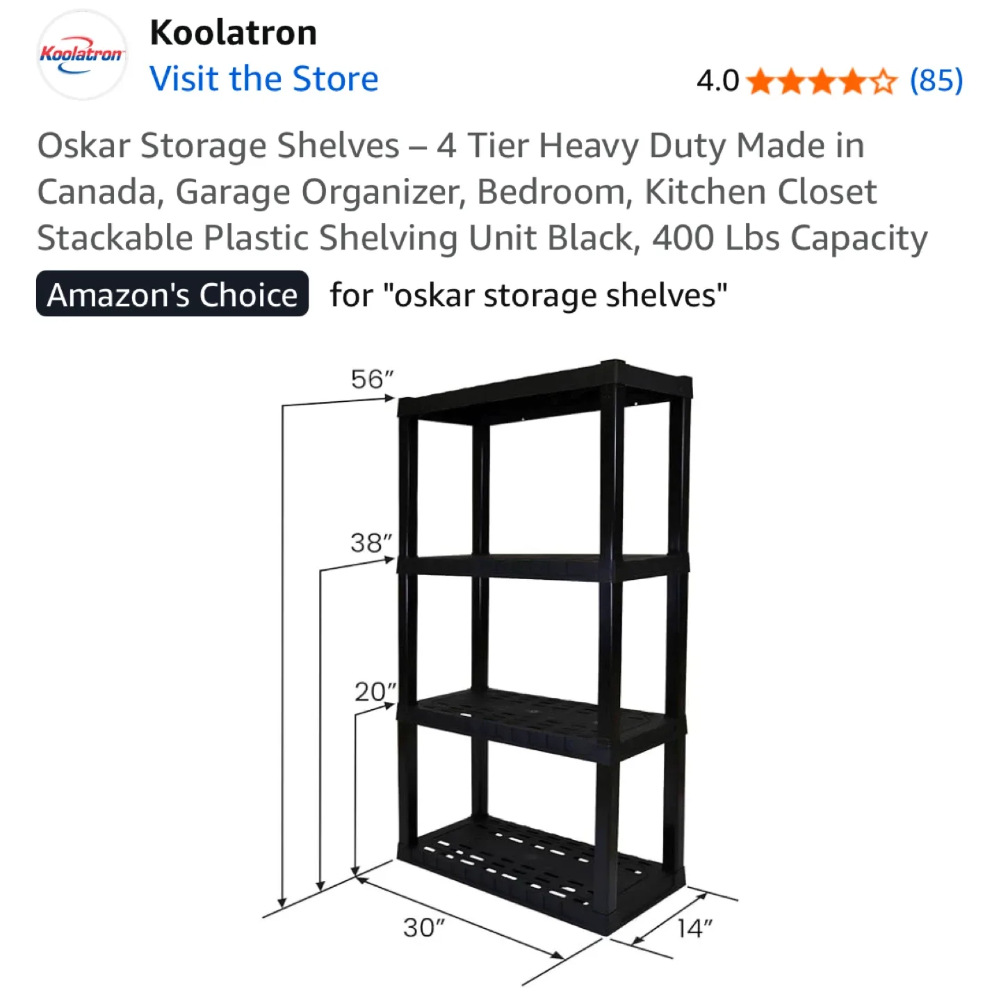 Koolatron Oskar 4-Tier Heavy Duty Shelves image indicator(2)