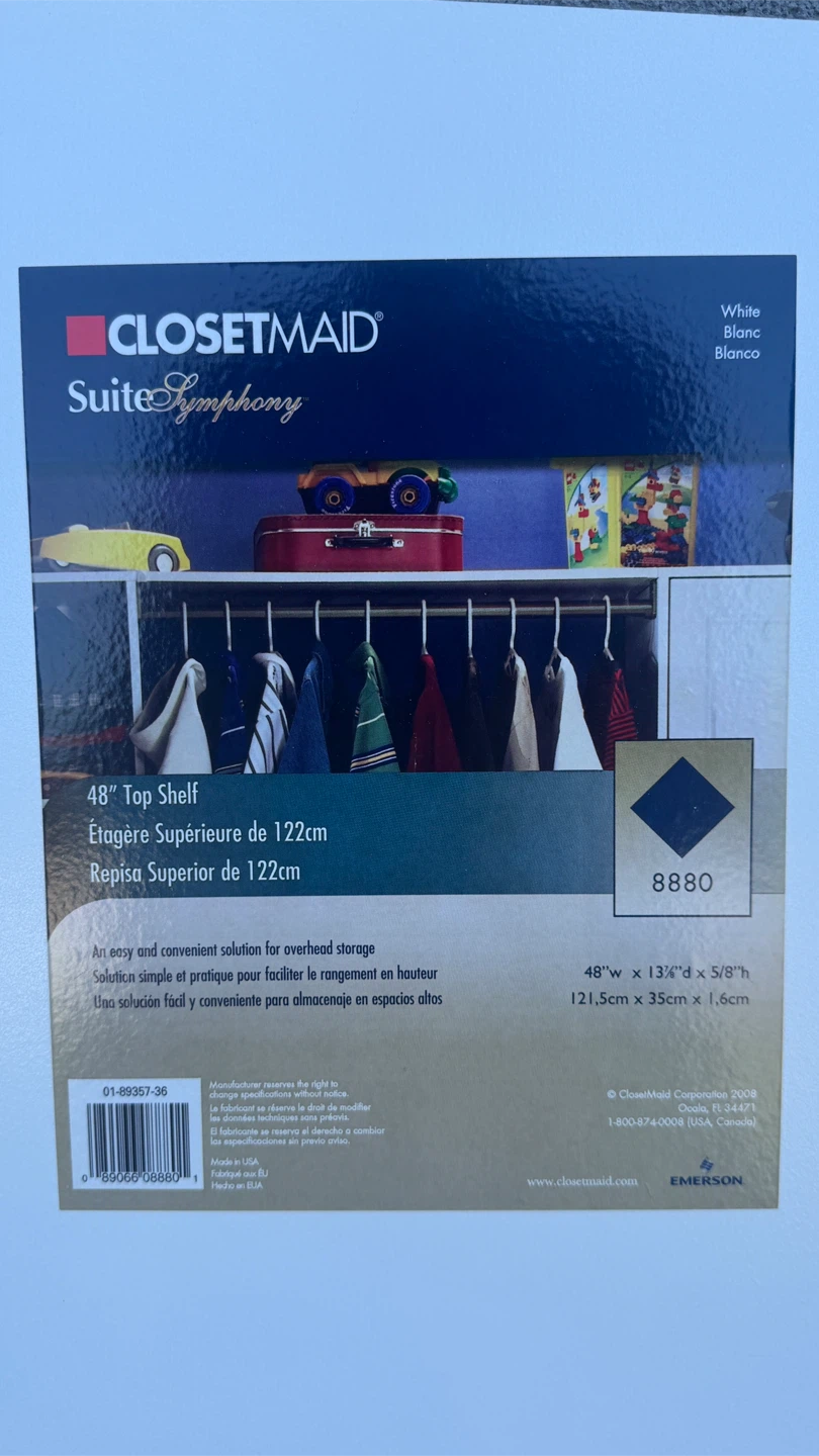 ClosetMaid SuiteSymphony 48" White Top Shelf