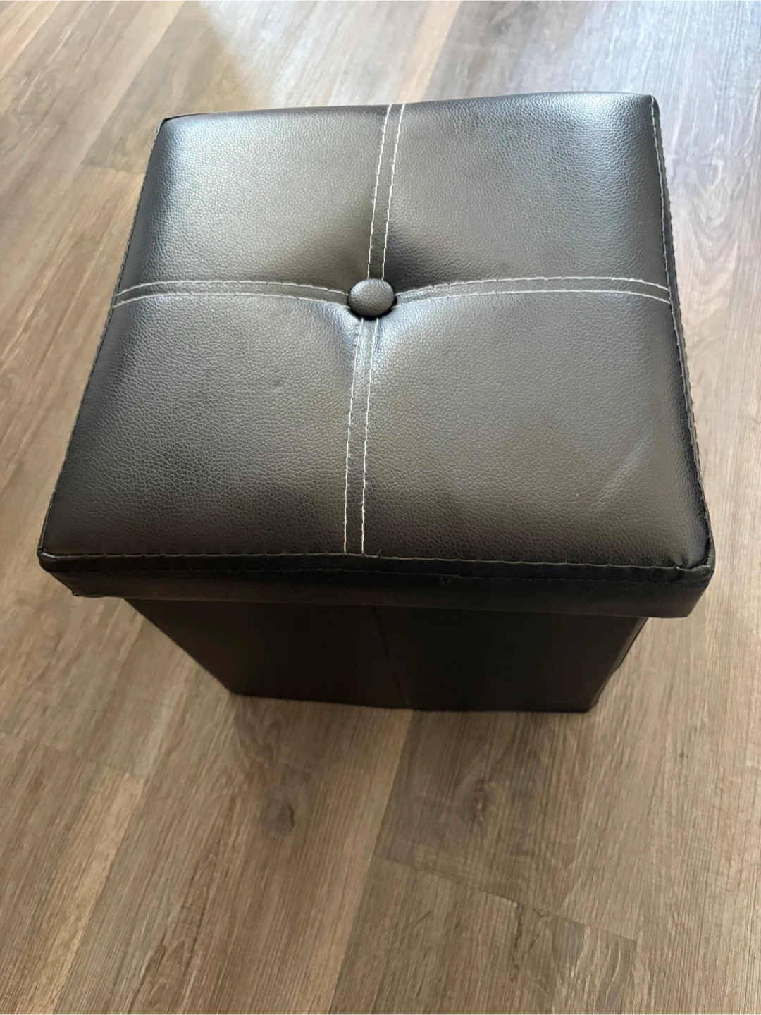 Black leather storage ottoman! - photo 2