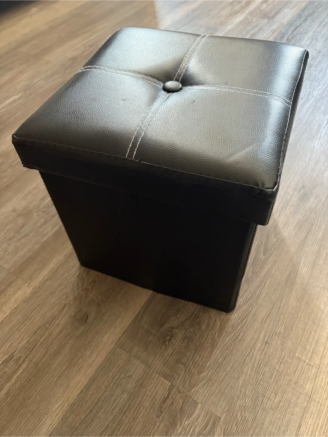 Black leather storage ottoman! - photo 3