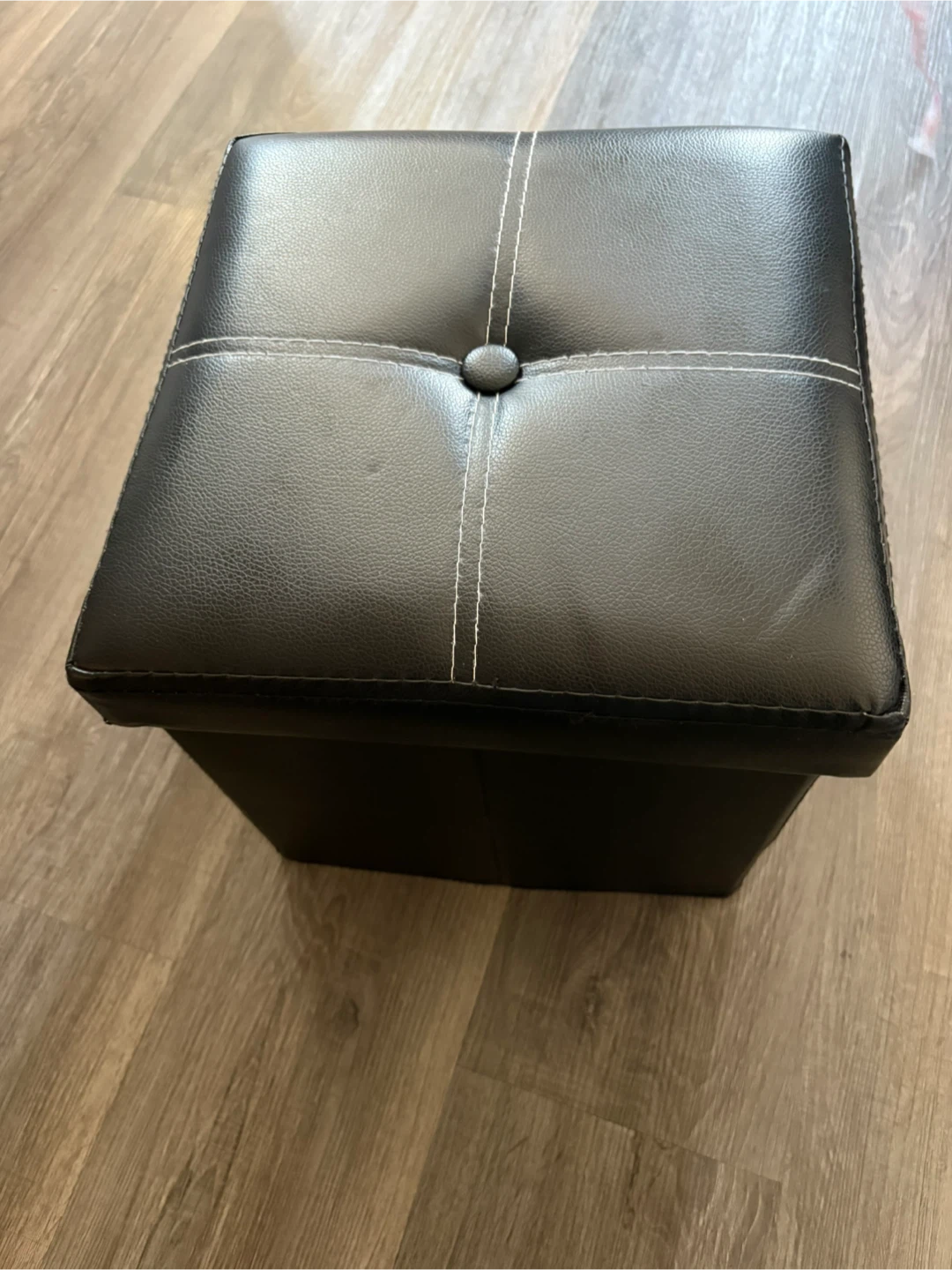 Black leather storage ottoman!