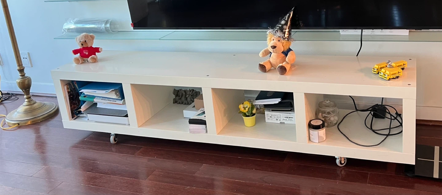 White TV Stand with Wheels