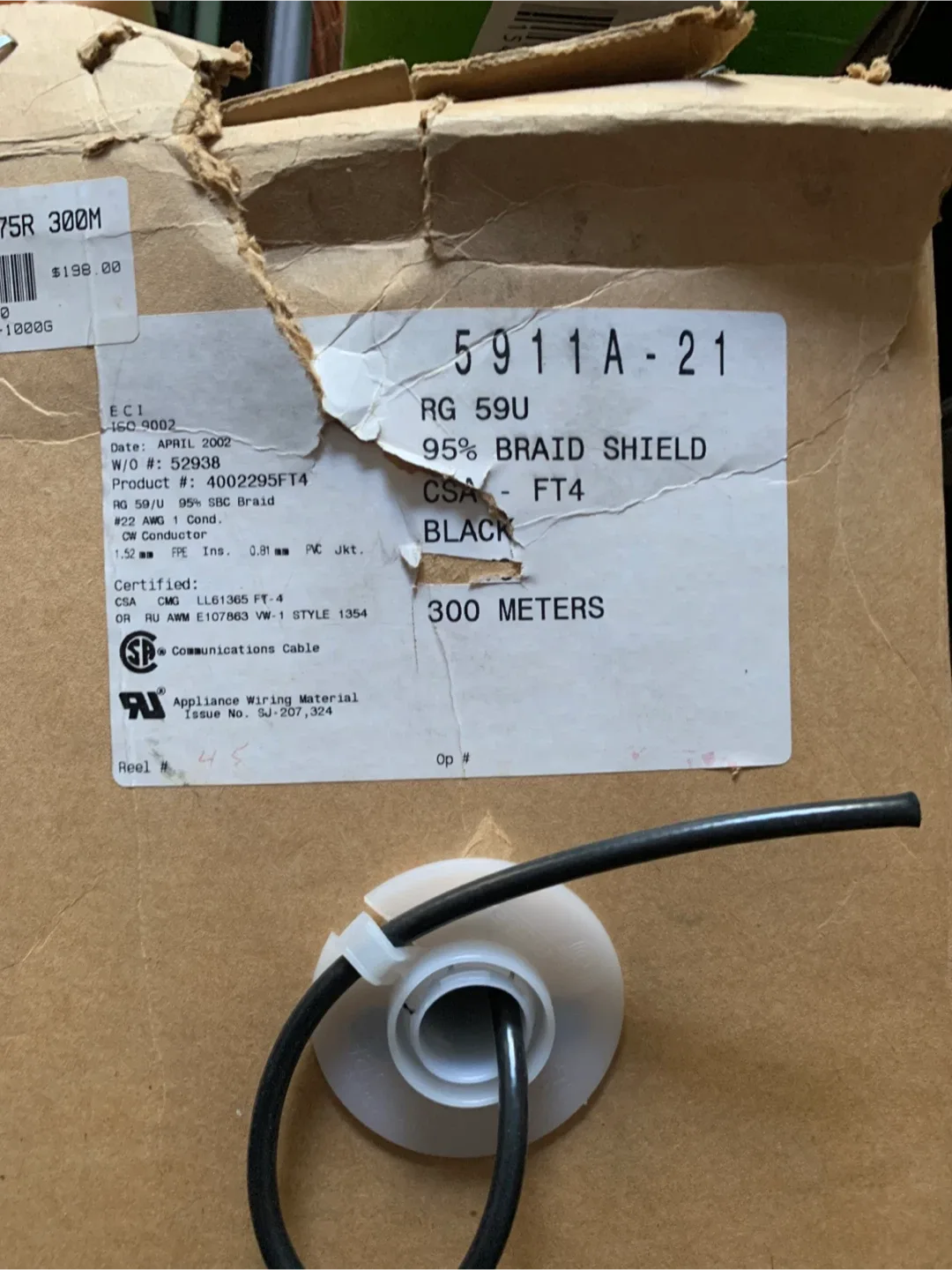 RG 59U 95% Braid Shield Black Coaxial Cable 300 Meters thumbnail