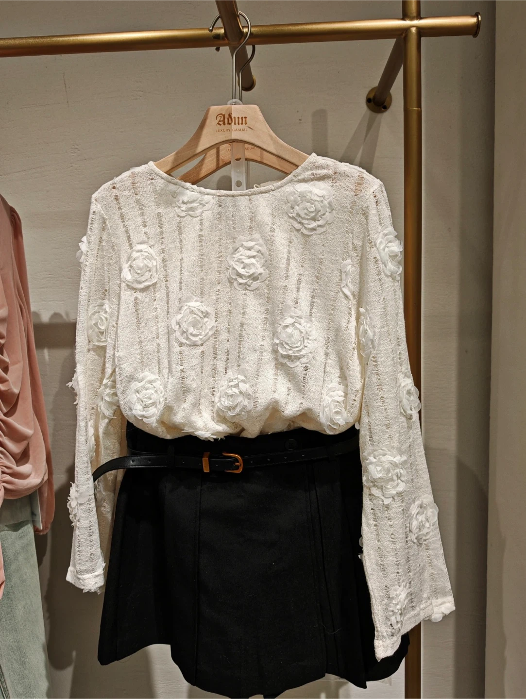 White Floral Long Sleeve Top