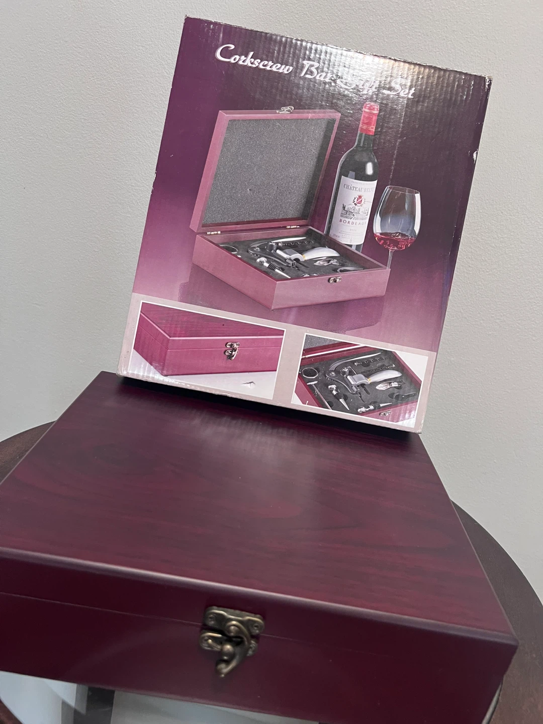 Corkscrew Bar Set in Wooden Box - photo 3