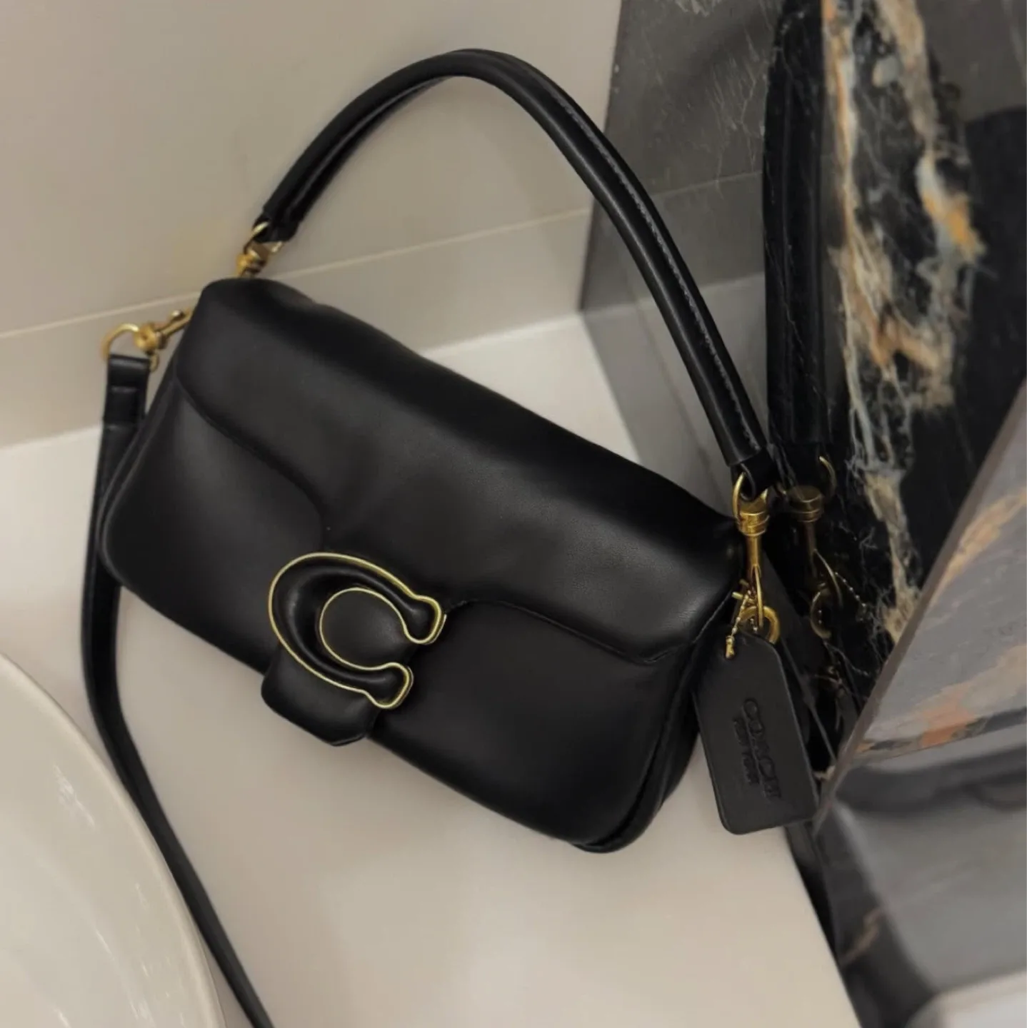 Coach Pillow Tabby 18 Black Leather thumbnail
