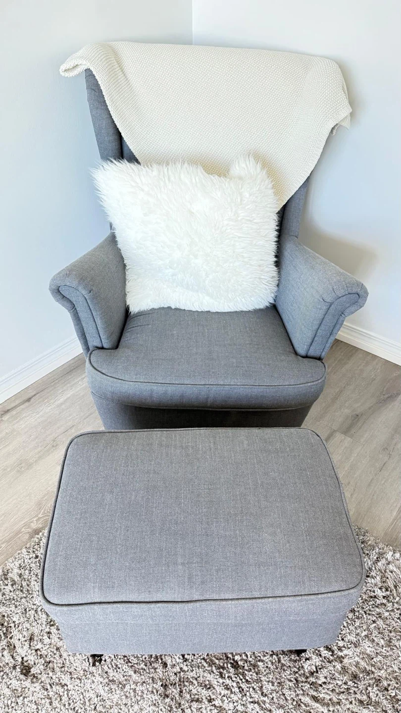 Grey Armchair and Ottoman Set