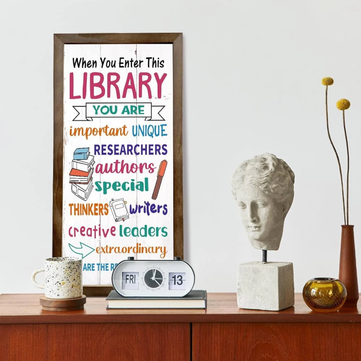 New Rustic Wood Library Wall Décor