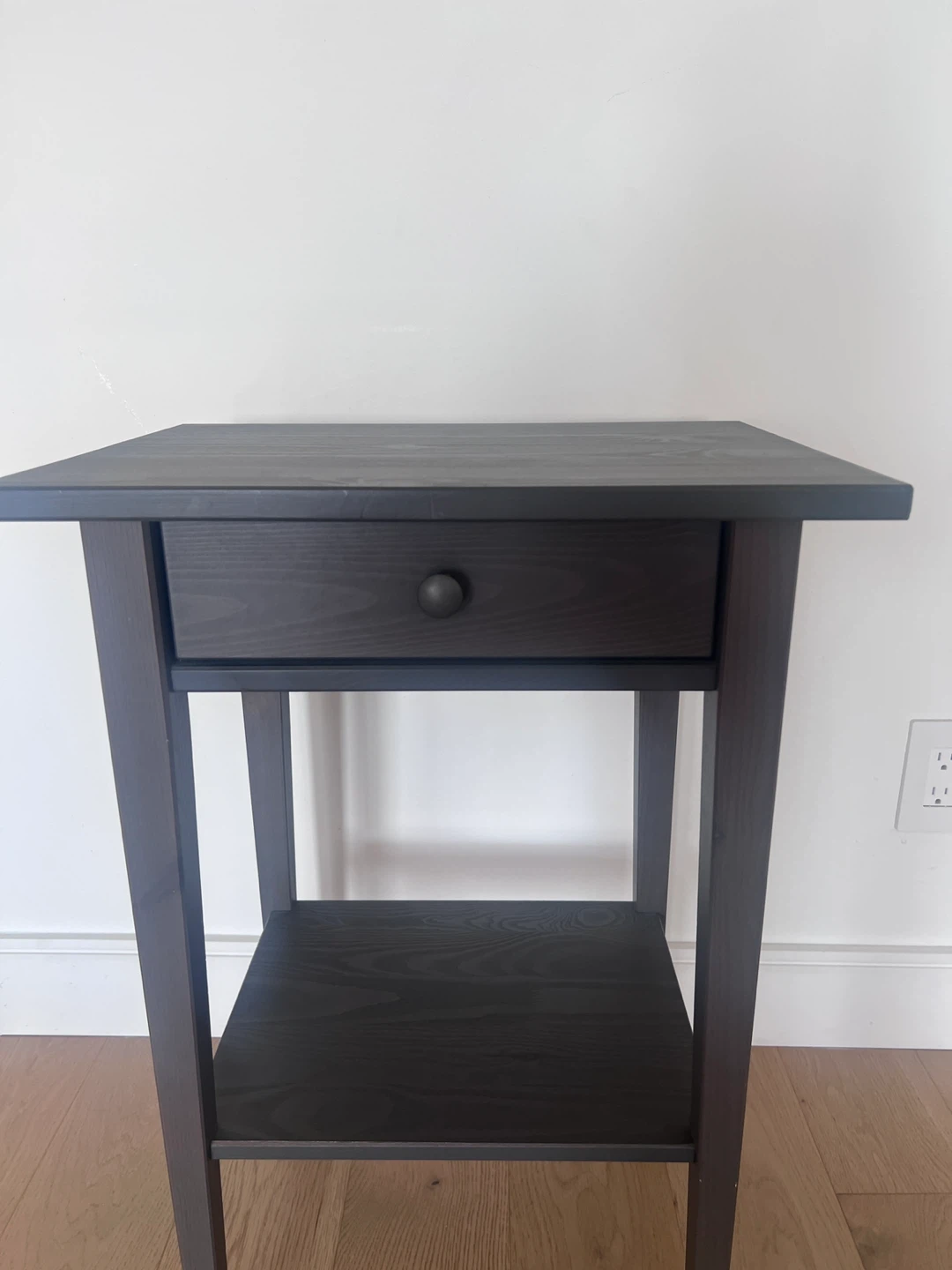 Dark Wood Nightstand with Drawer - photo 2