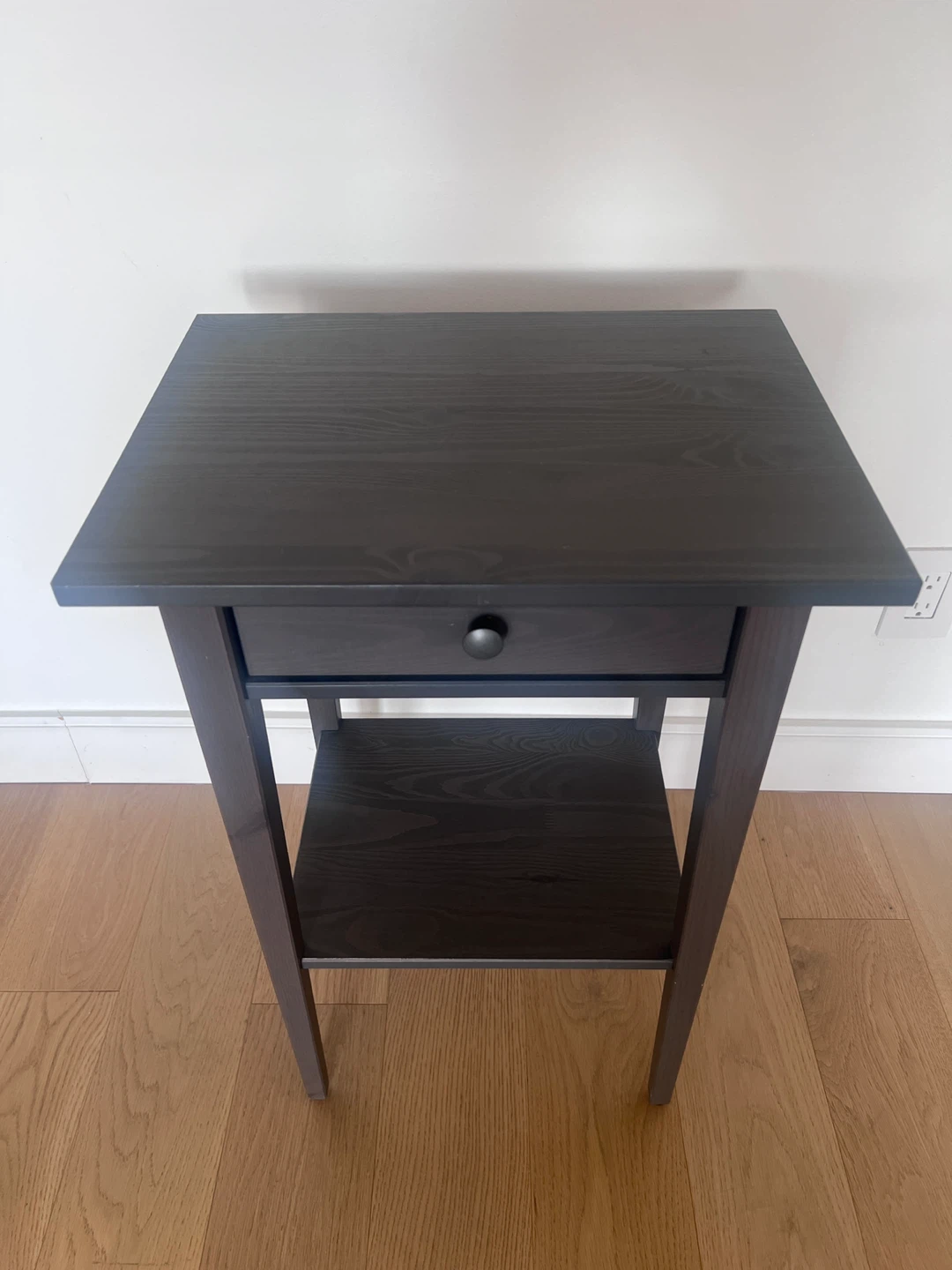 Dark Wood Nightstand with Drawer - photo 3