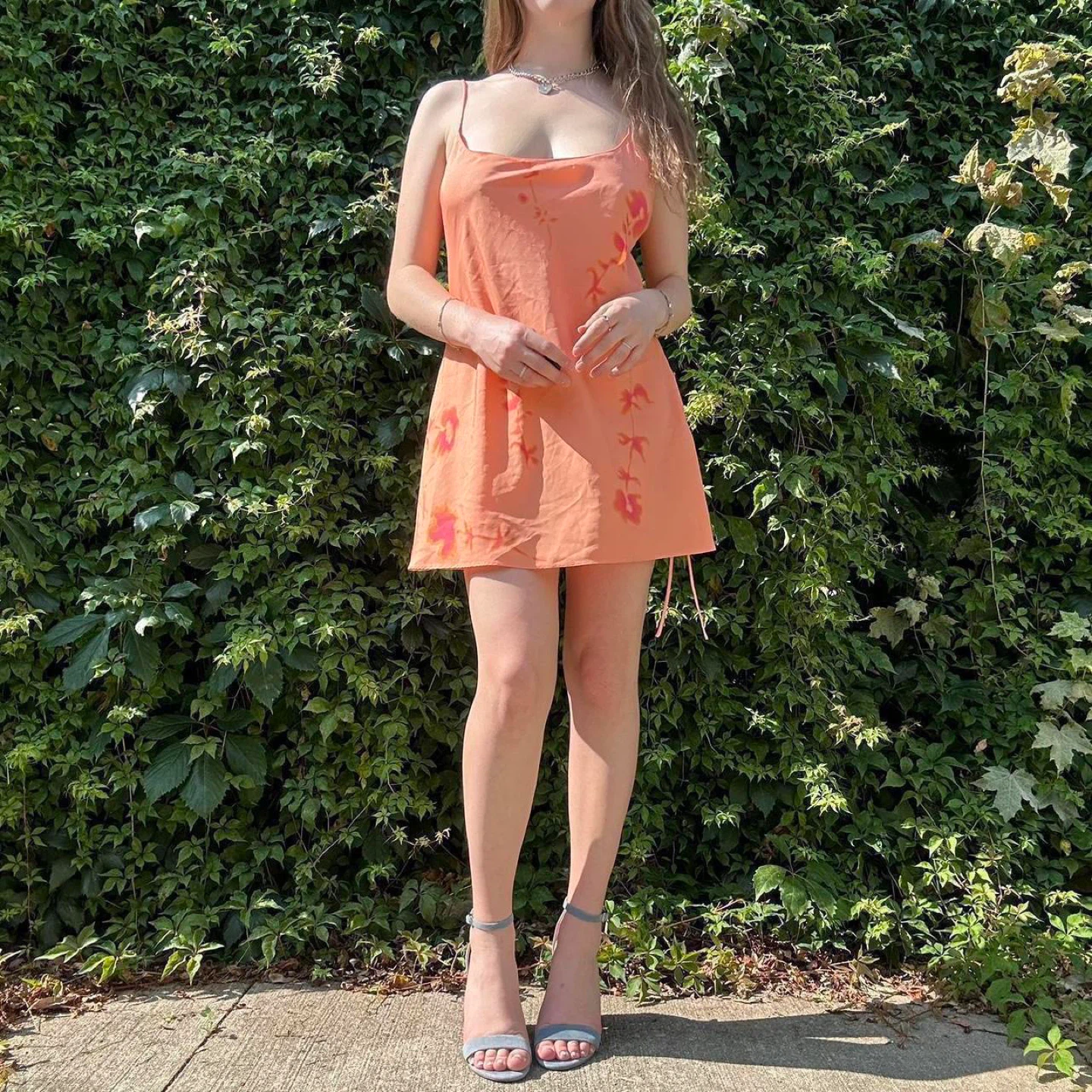 Orange and pink floral mini slip dress - photo 4