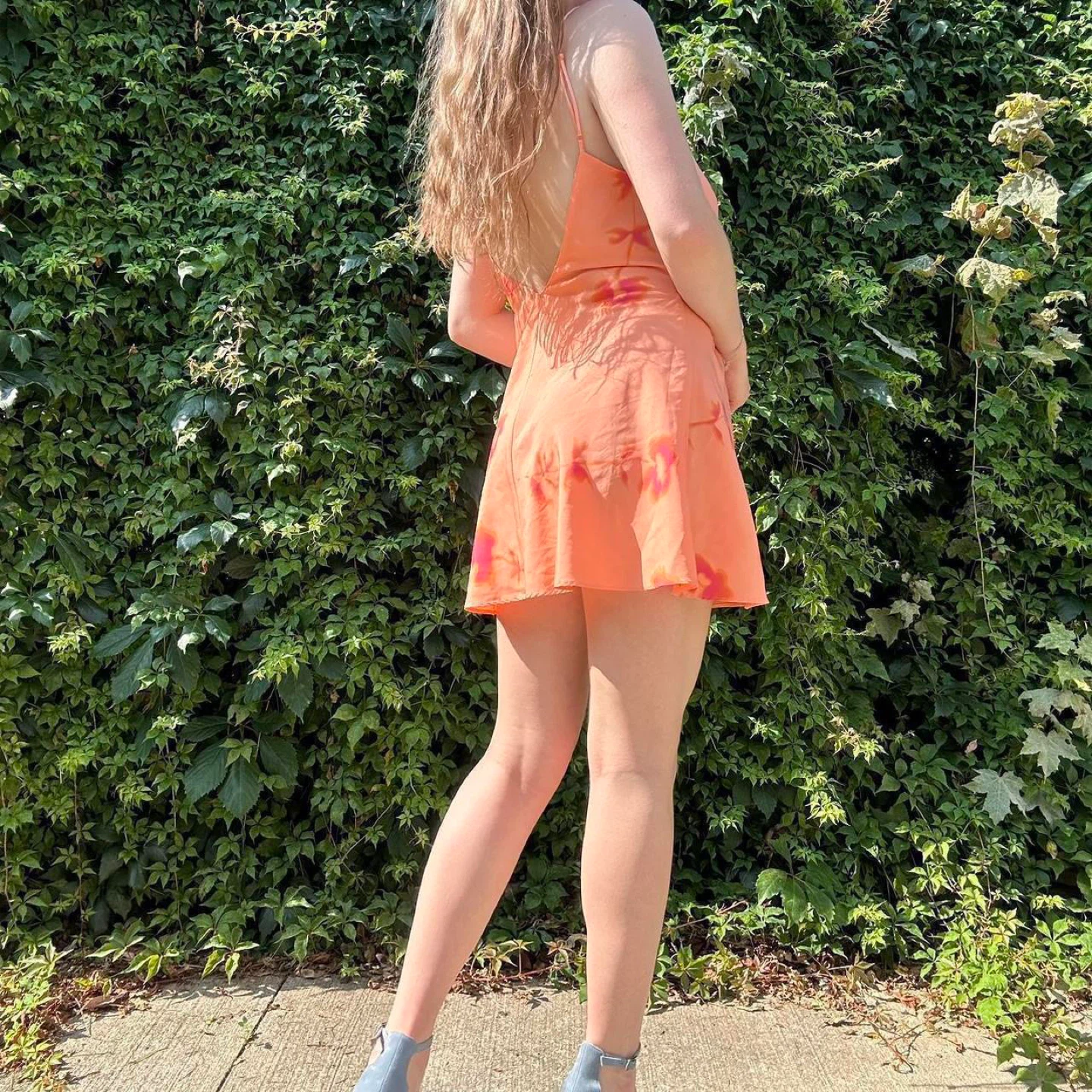 Orange and pink floral mini slip dress - photo 3