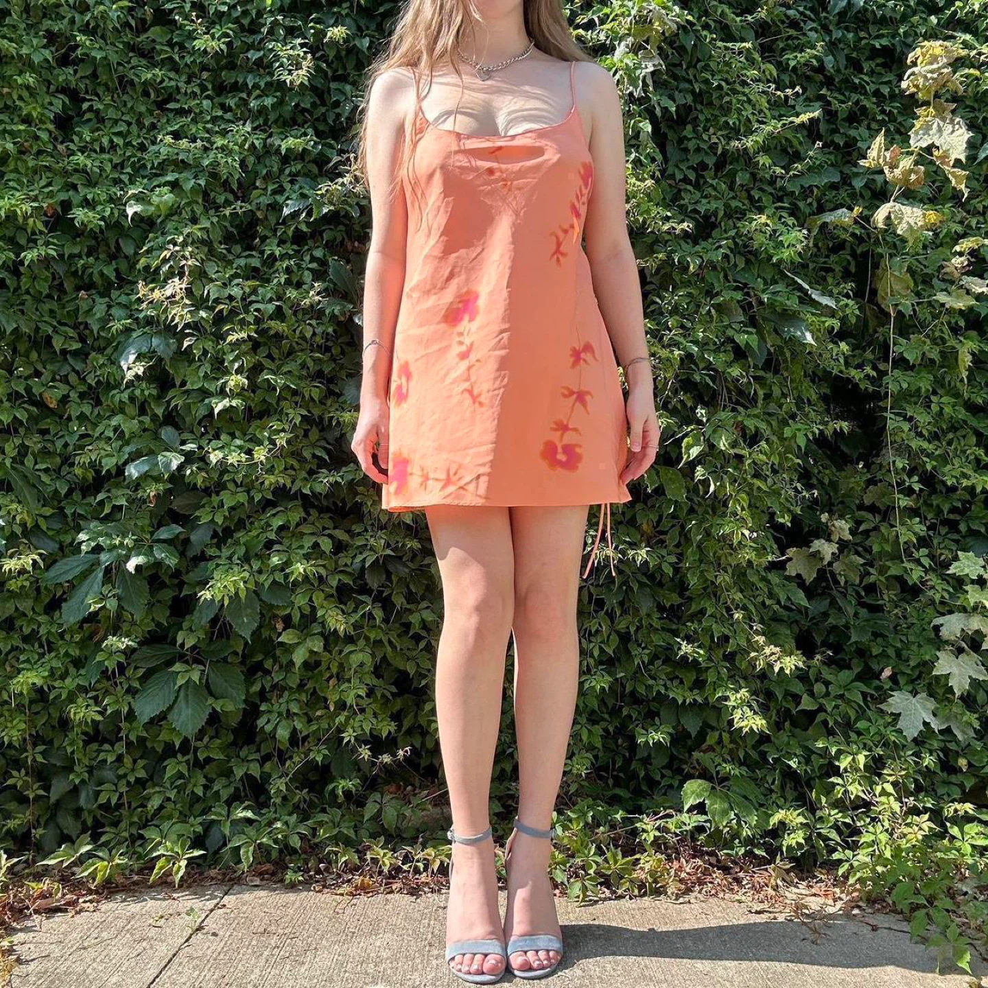 Orange and pink floral mini slip dress - photo 2