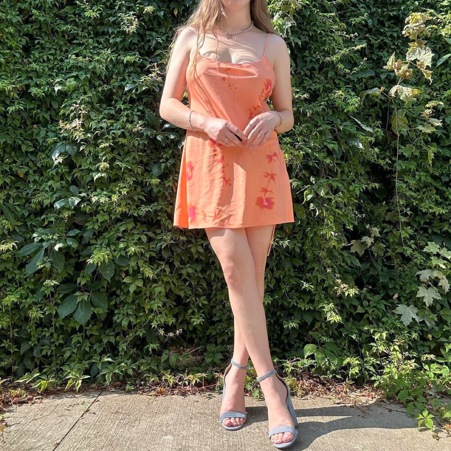 Orange and pink floral mini slip dress - photo 5